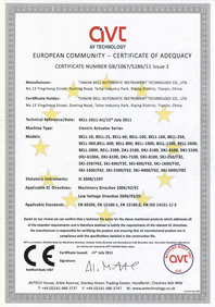 歐盟指定英國認證機構頒發的CE安全證書